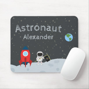 Little Boy Astronaut on Moon, First Name Space Mousepad
