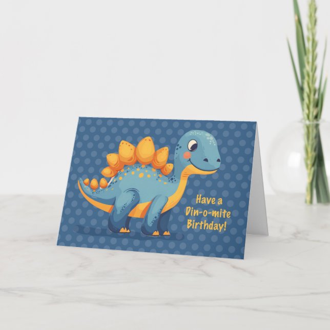 Little Boy Birthday Dinosaur Dinomite Polka Dots Karte (Vorderseite)
