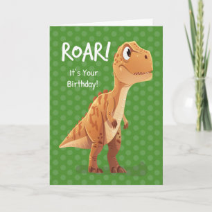 Little Boy Birthday T Rex Roar mit Polka Dots Karte