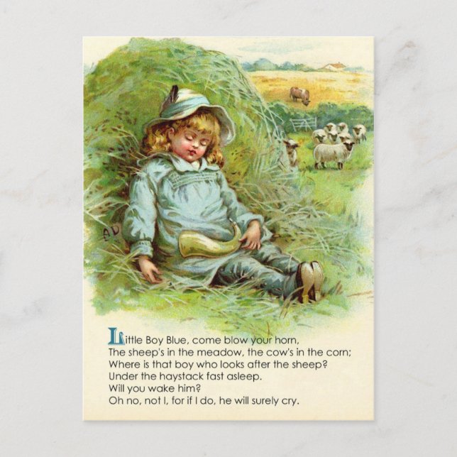 Little Boy Blue Kinderzimmer Rhyme Postkarte (Vorderseite)