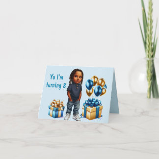 Little Boy Dark Skin Braids zum Geburtstag Einladu Einladung
