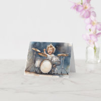 Little Boy Drummer Wasserfarbe Illustration Blank