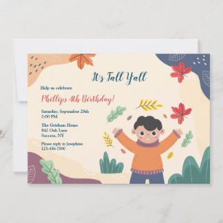 Little Boy Fall Birthday Einladung