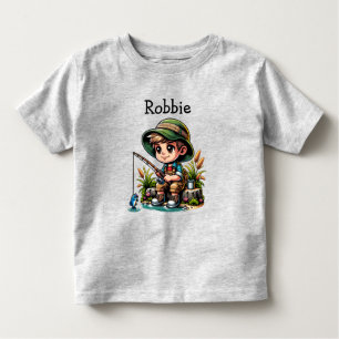 Little Boy Fishing Cartoon Personalisiert Kleinkind T-shirt