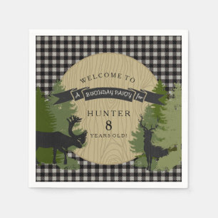 Little Boy-Geburtstags-graue schwarze Serviette