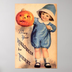 Little Boy Holding Pumpkin - Möge Ihr Halloween se Poster