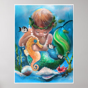 Little Boy Merm und sein Meerpferd Poster