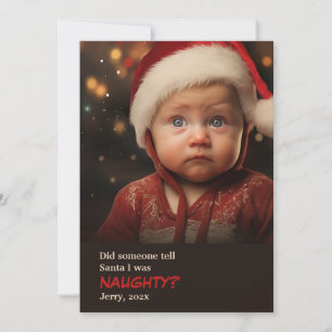 Little Boy Naughty List Fun Foto Weihnachtskarte Feiertagskarte