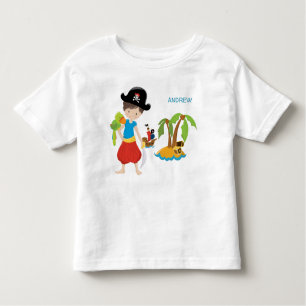 Little Boy Pirate mit Schatz und Papagei Kleinkind T-shirt