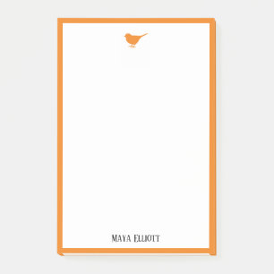 Little Bright Orange Bird & Border auf Weiß Post-it Klebezettel