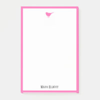 Little Bright Pink Bird & Border auf Weiß