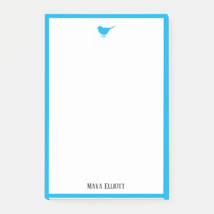 Little Bright Sky Blue Bird & Border auf White Post-it Klebezettel