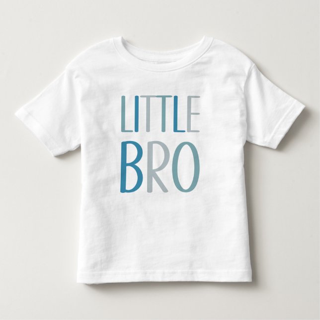 Little Bro Blue & Green Text Brother Sibling Boys Kleinkind T-shirt (Vorderseite)