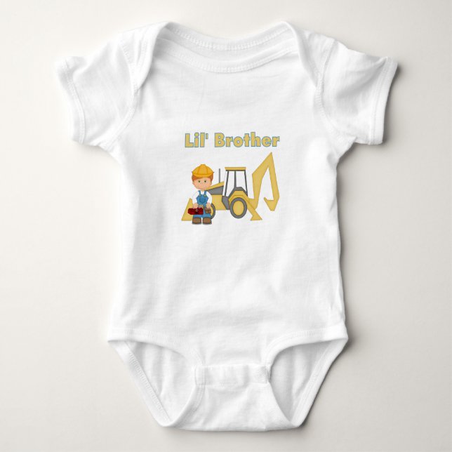 Little Brother Backhoe Baby Strampler (Vorderseite)