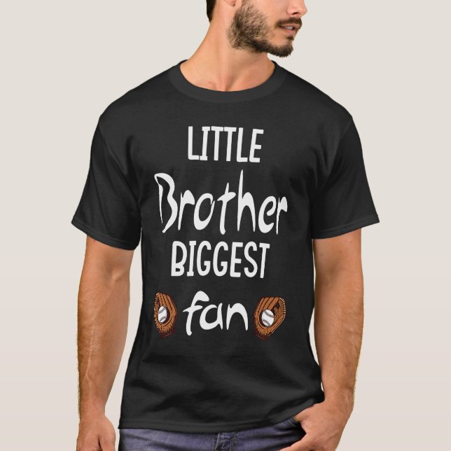 Little Brother Biggest Fan Baseball Season For Boy T-Shirt (Vorderseite)