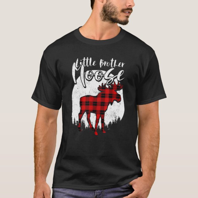Little Brother Elch Red Kariert Buffalo Matching F T-Shirt (Vorderseite)
