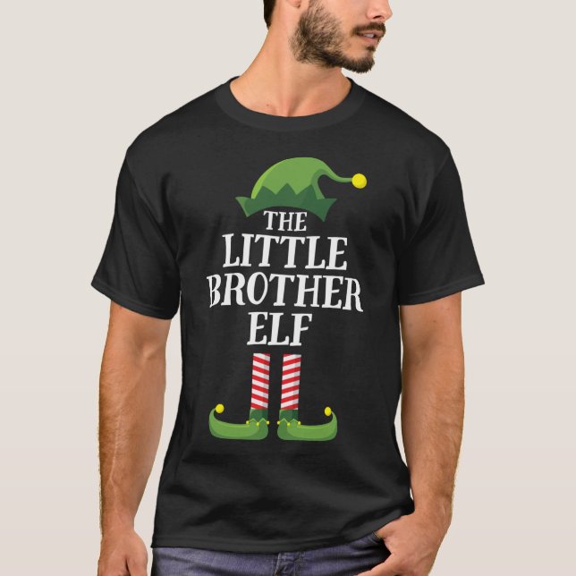 Little Brother Elf Matching Familie Weihnachtsjung T-Shirt (Vorderseite)
