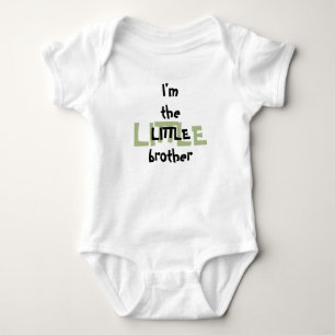 Little Brother Fun Green Black Text Baby Strampler