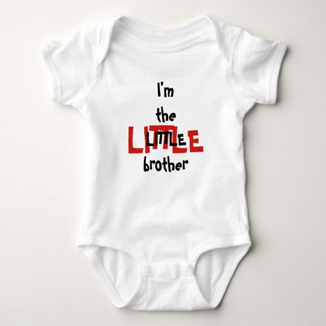 Little Brother Fun Red Black Text Baby Strampler (Vorderseite)