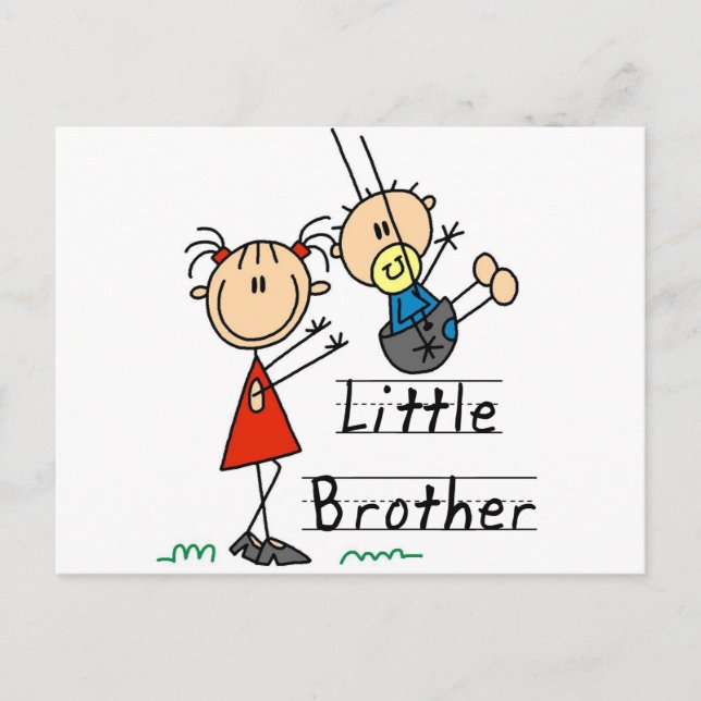 Little Brother mit Big Sister Tshirts Postkarte (Vorderseite)