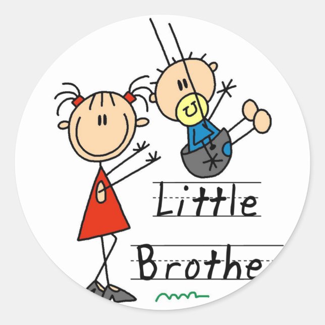 Little Brother mit Big Sister Tshirts Runder Aufkleber (Vorderseite)