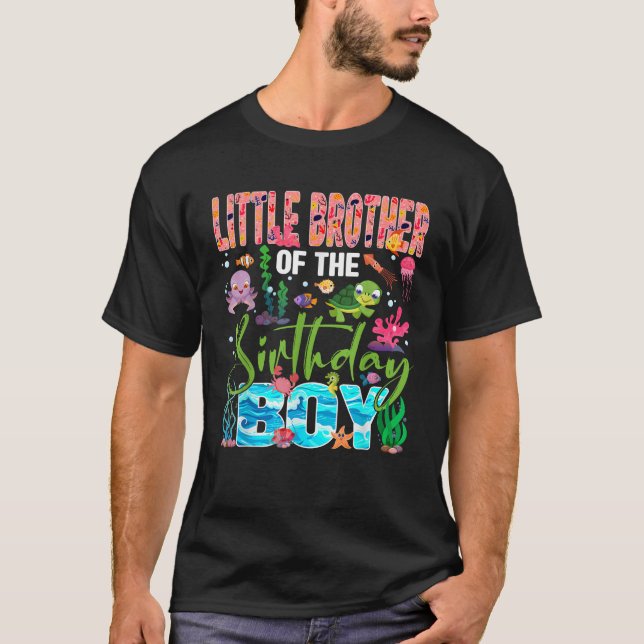Little Brother Of The Birthday Boy Sea Animal Love T-Shirt (Vorderseite)