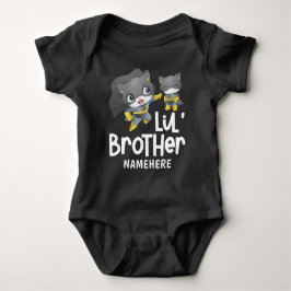 Little Brother Superhero Cat Custom Baby Strampler