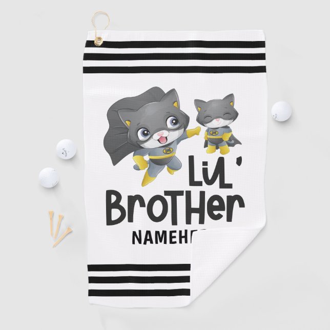 Little Brother Superhero Cat Custom Golfhandtuch (Insitu)