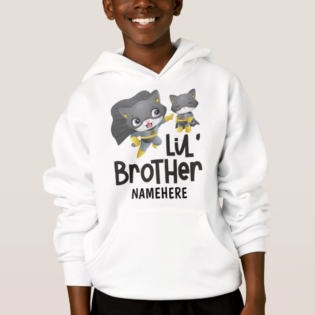 Little Brother Superhero Cat Custom Hoodie (Vorderseite)
