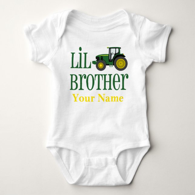Little Brother Tractor Personalisiert Baby Strampler (Vorderseite)