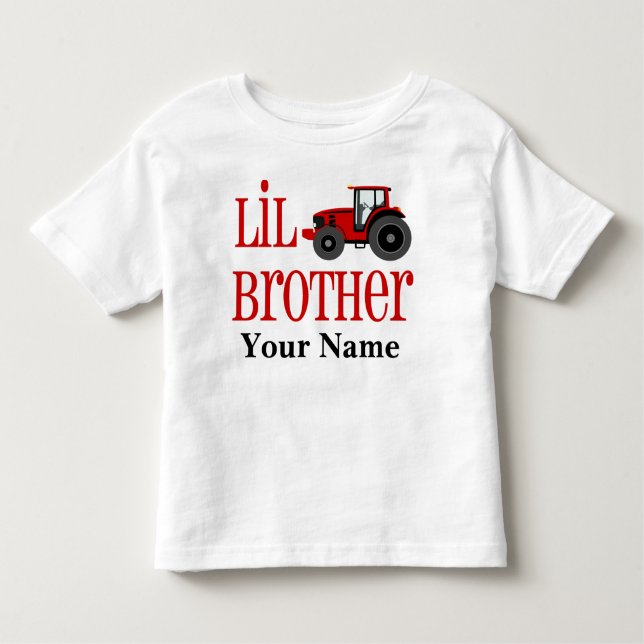 Little Brother Tractor Personalisierter T - Shirt (Vorderseite)
