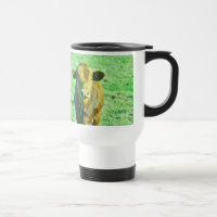 Little Brown Cow in Pastel Green Grass