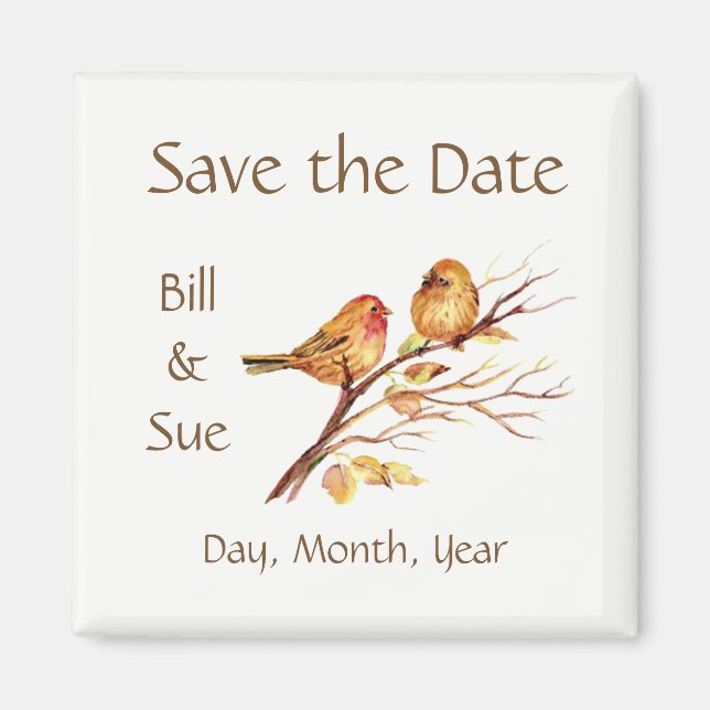 Little Brown Red Birds - Save the Date benutzerdef Magnet (Vorne)