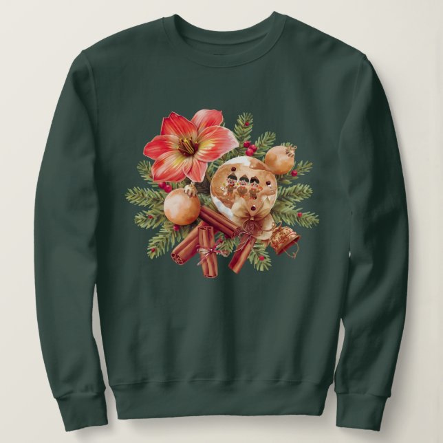 Little Brownies Gingerbread with Red Amaryllis Sweatshirt (Design vorne)