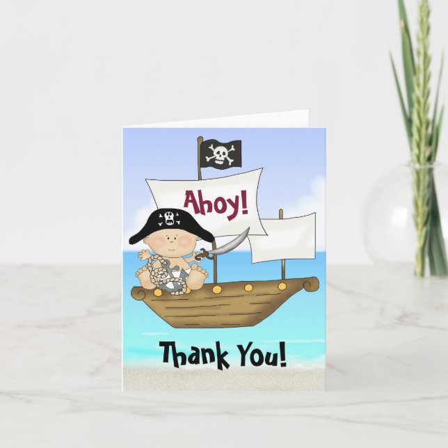 Little Buccaneer Baby Boy Pirat Thank You Cards Dankeskarte (Vorderseite)