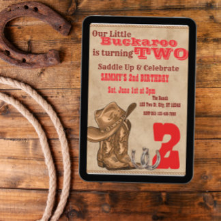 Little Buckaroo Two, Western 2nd Birthday Einladung