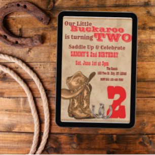 Little Buckaroo Zwei, Western 2. Geburtstag Einladung