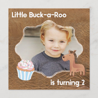 Little Buckaroo Zweites Geburtstagsbild Einladung