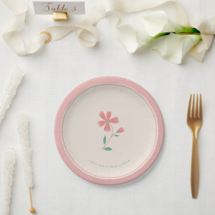 Little Bud Floral Hand Lettering Aufkleber Pappteller