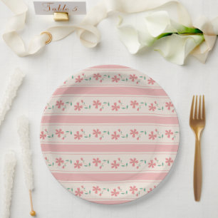 Little Bud Floral Hand Lettering Baby Shower Schil Pappteller