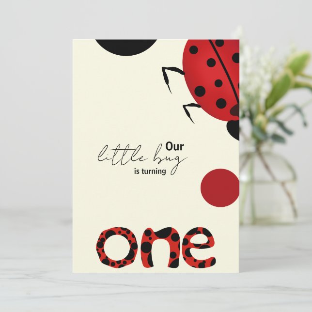 Little Bug's 1. Geburtstags-Party Einladung (Stehend Vorderseite)