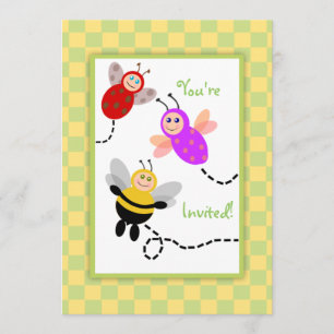 Little Bugs Ladybug, Bumble Bee, Butterfly Party Einladung