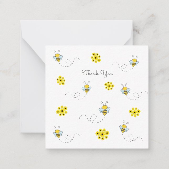 Little Bumble Bee Mini Danke Note Card Mitteilungskarte (Vorderseite)
