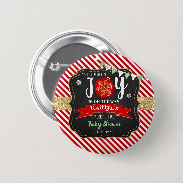 "Little Bundle of Joy" Weihnachtsdusche Button (Vorne & Hinten)