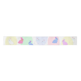 Little bunnies pink, rose, white on satin ribbon s satinband