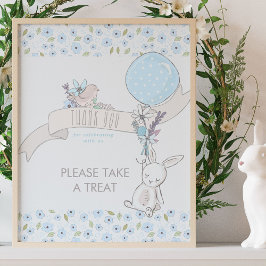 Little Bunny and Balloon Boy Baby Shower Leckerei Poster