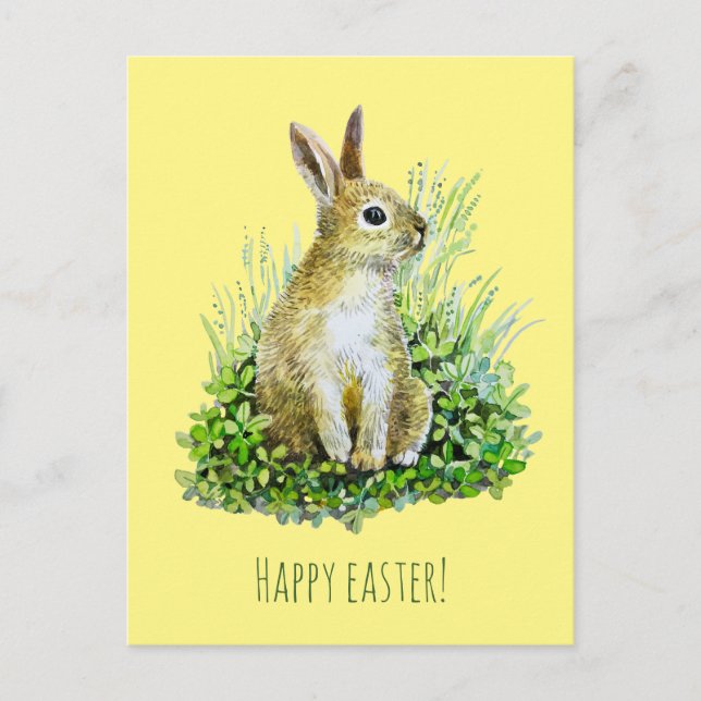 Little Bunny Aquarell Postcard Postkarte (Vorderseite)
