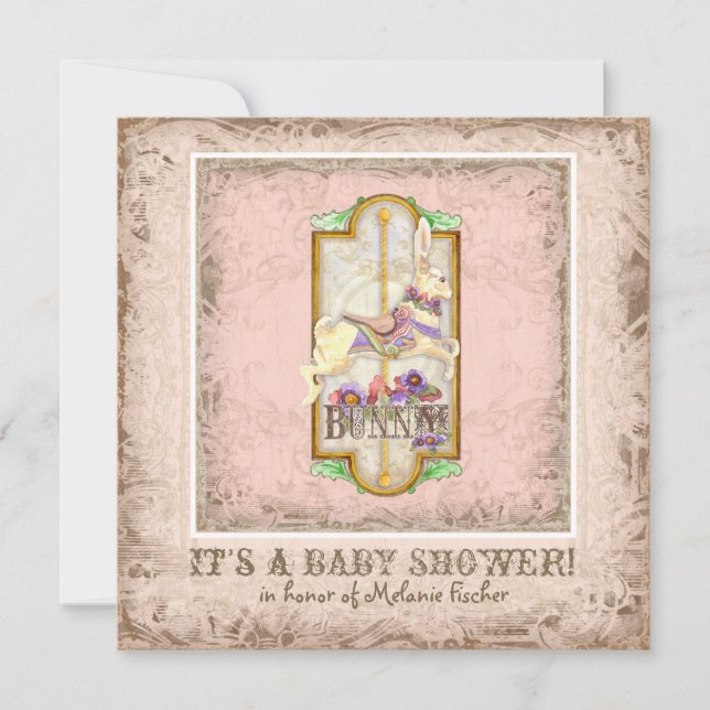 Little Bunny Baby Girl Circus Vintage Kunst Einladung