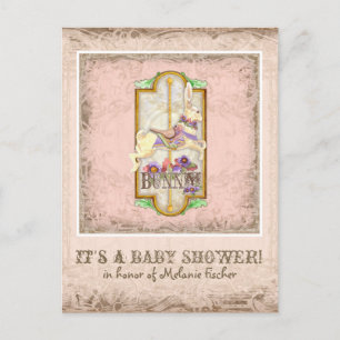 Little Bunny Baby Girl Circus Vintage Kunst Einladungspostkarte