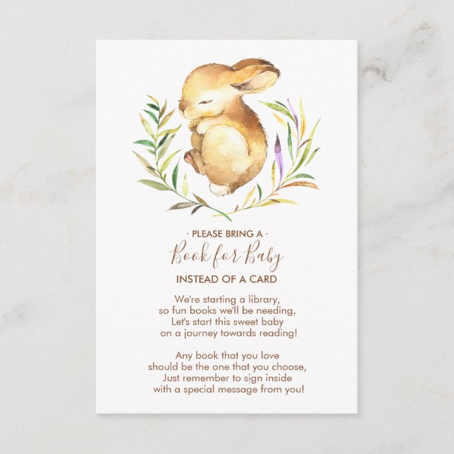 Little Bunny Baby Shower Book for Baby Card Begleitkarte (Vorderseite)
